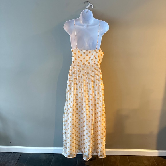 Anthropologie En Saison Ava Midi Dress Polka Dot Bustier Cream Yellow M Feminine - Picture 7 of 16
